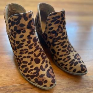 Suede cheetah booties with side slits